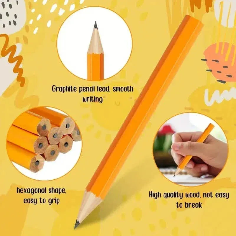 50-Pieces: 3.5" Hexagonal Golf Pencils - HB Yellow, Pre-Sharpened - A-1 Thread Vault