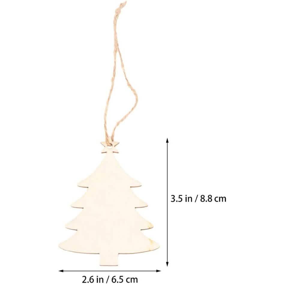50-Pieces: Wooden Mini Christmas Tree Small Pendant - A-1 Thread Vault