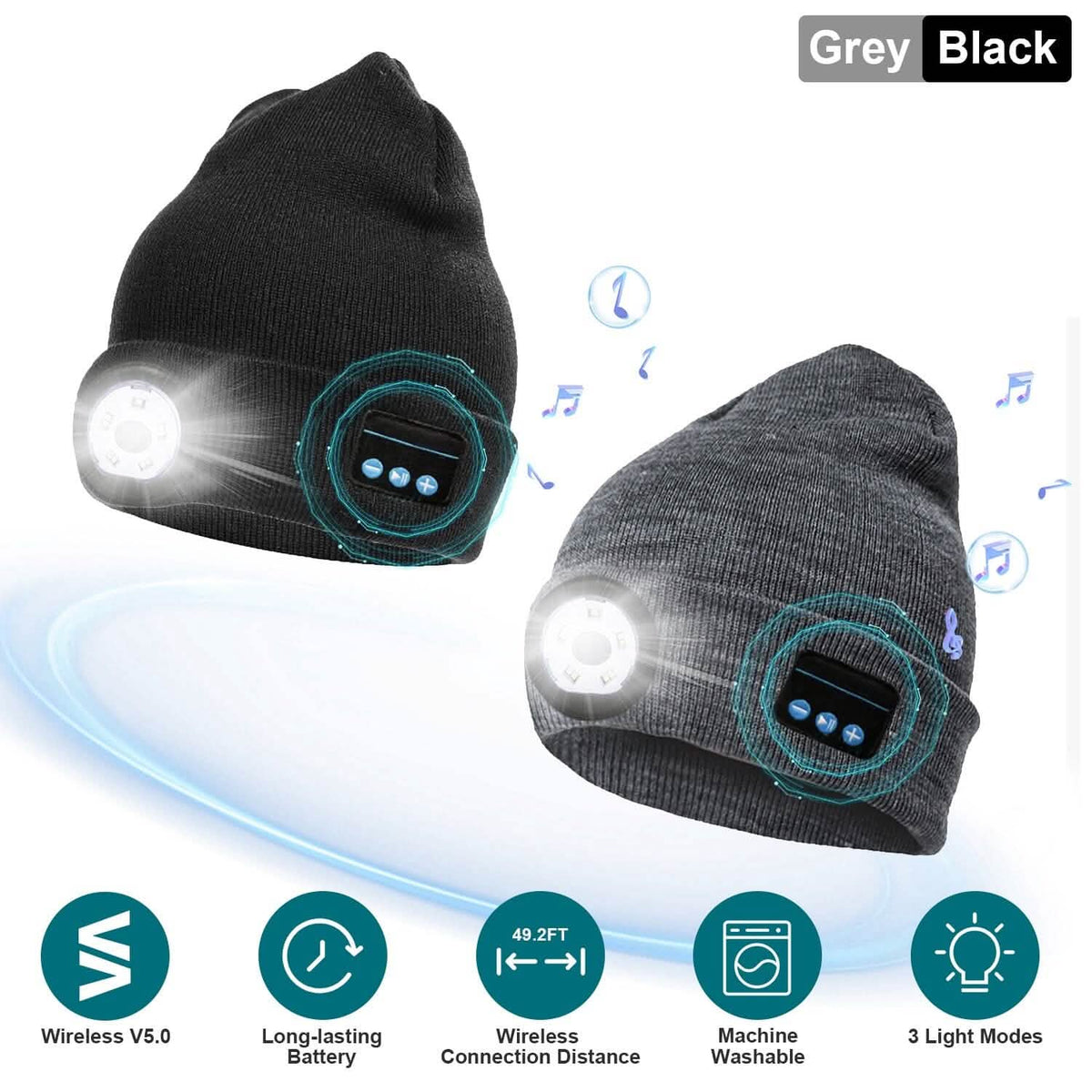 5.0 Wireless Beanie Hat with 3 Lighting Modes - A-1 Thread Vault