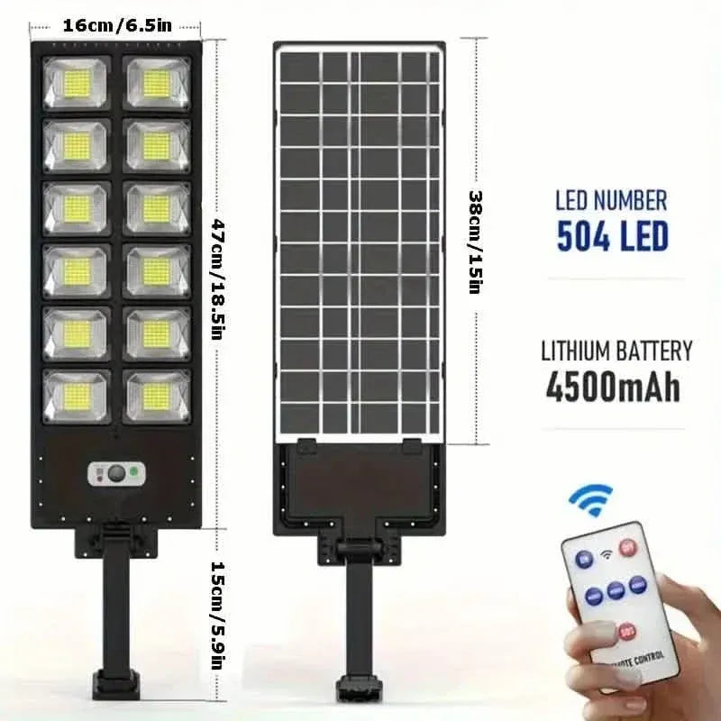 504-LED Ultra-Bright 6500K Solar Motion Sensor Street Light with Remote Control - A-1 Thread Vault