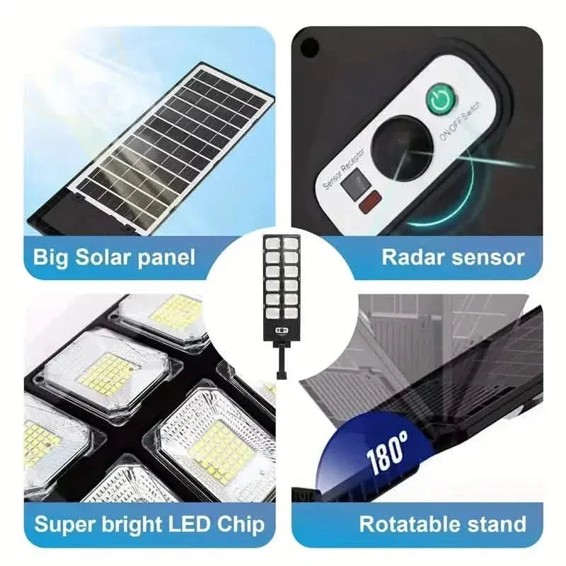504-LED Ultra-Bright 6500K Solar Motion Sensor Street Light with Remote Control - A-1 Thread Vault
