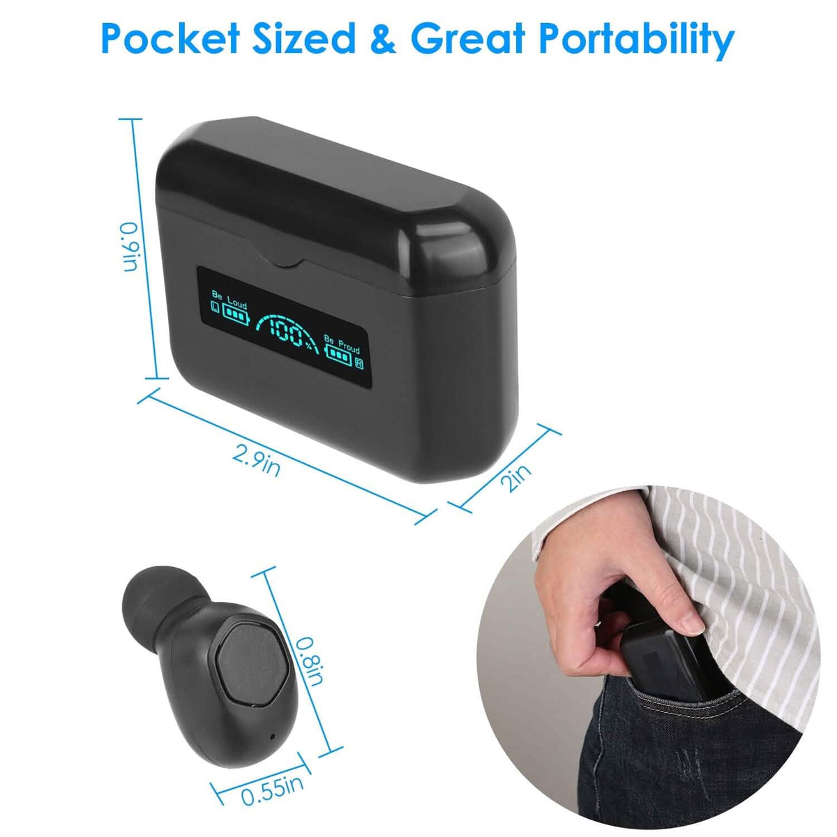 5.1 TWS Wireless Earphone with Charging Case IPX4 Waterproof Power Bank - A-1 Thread Vault
