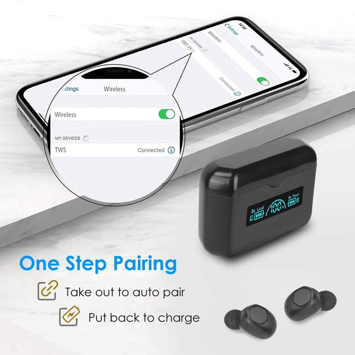 5.1 TWS Wireless Earphone with Charging Case IPX4 Waterproof Power Bank - A-1 Thread Vault