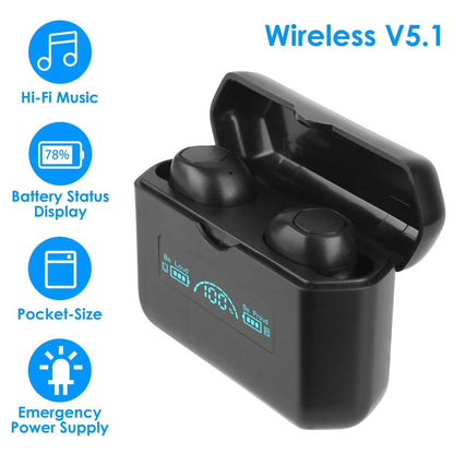 5.1 TWS Wireless Earphone with Charging Case IPX4 Waterproof Power Bank - A-1 Thread Vault