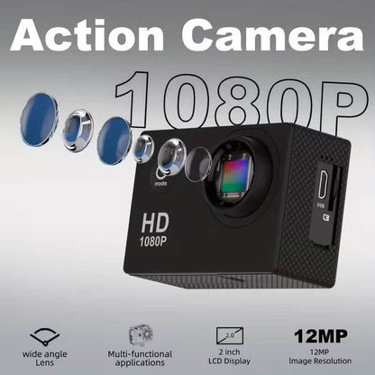 Ultra HD 1080P Action Camera – 140° Wide Angle, Fisheye Lens, LCD Display - A-1 Thread Vault