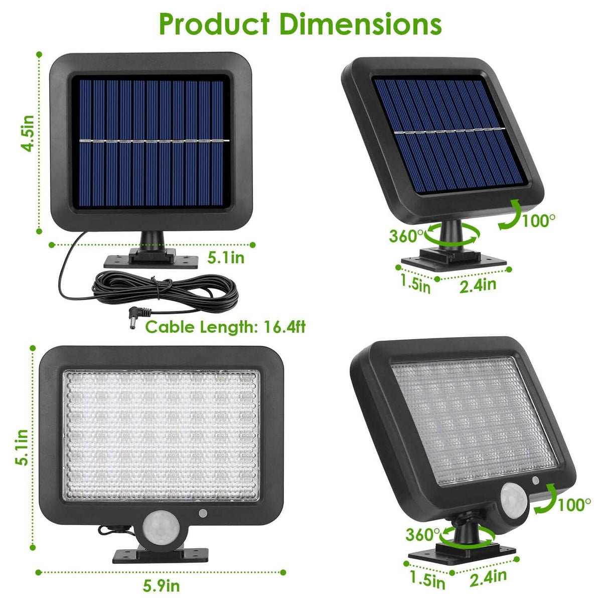56 LEDs Outdoor Solar Security Flood Light - A-1 Thread Vault