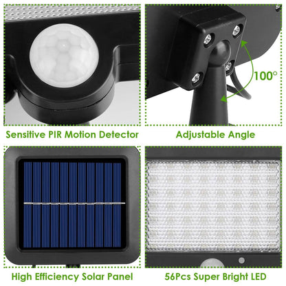 56 LEDs Outdoor Solar Security Flood Light - A-1 Thread Vault