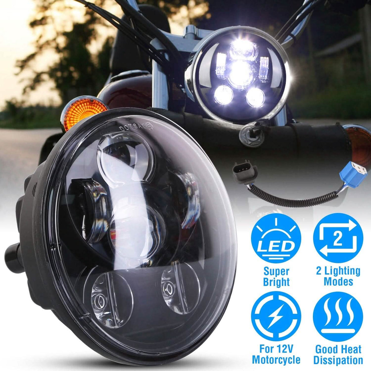 5.75-Inch LED Motorcycle Headlight - A-1 Thread Vault