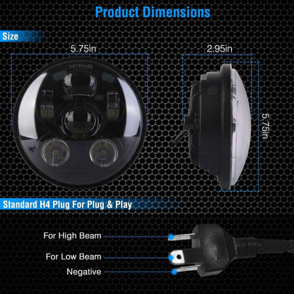 5.75-Inch LED Motorcycle Headlight - A-1 Thread Vault