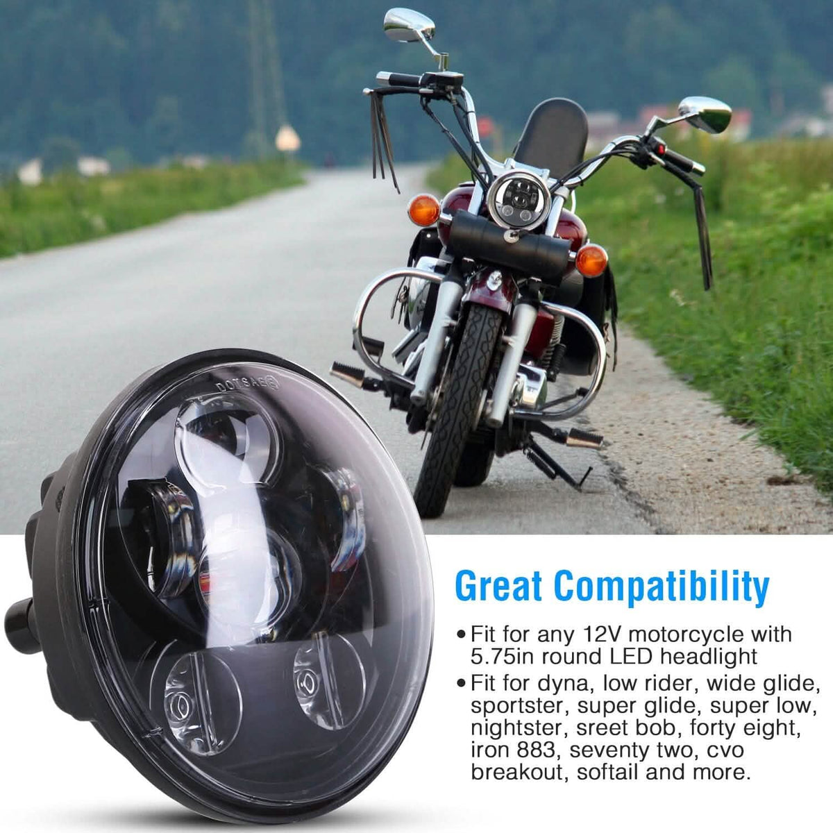 5.75-Inch LED Motorcycle Headlight - A-1 Thread Vault