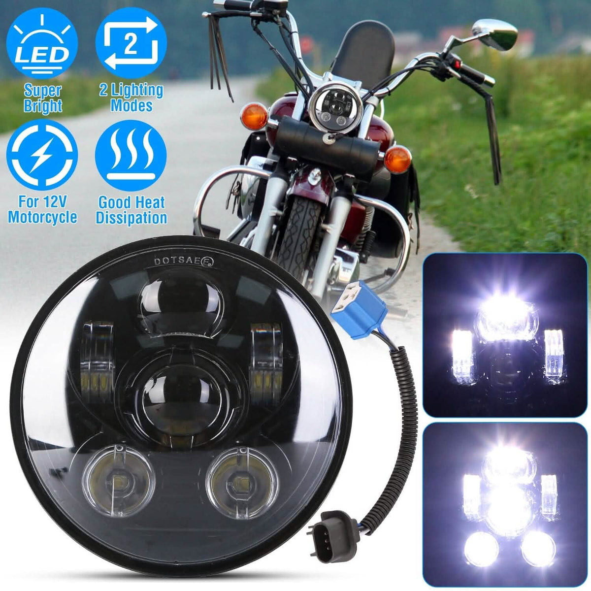 5.75-Inch LED Motorcycle Headlight - A-1 Thread Vault