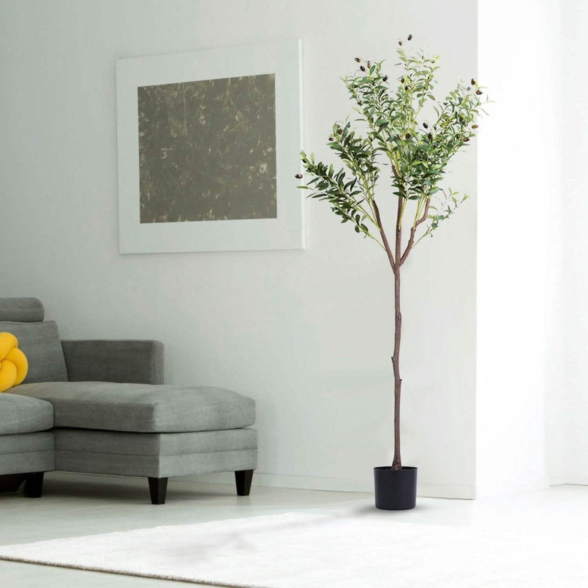 5.9ft Artificial Olive Tree with Lush Olive Branches and Fruits with Black Planter Pot - A-1 Thread Vault