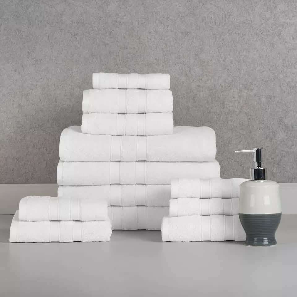 12-Piece: Bibb Home Egyptian Cotton Towel Set - A-1 Thread Vault