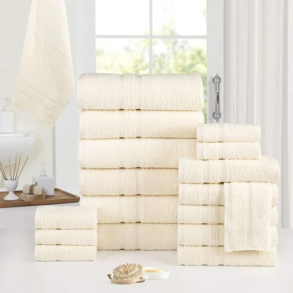 18-Piece: Bibb Home Zero Twist Egyptian Cotton Towel Set - A-1 Thread Vault
