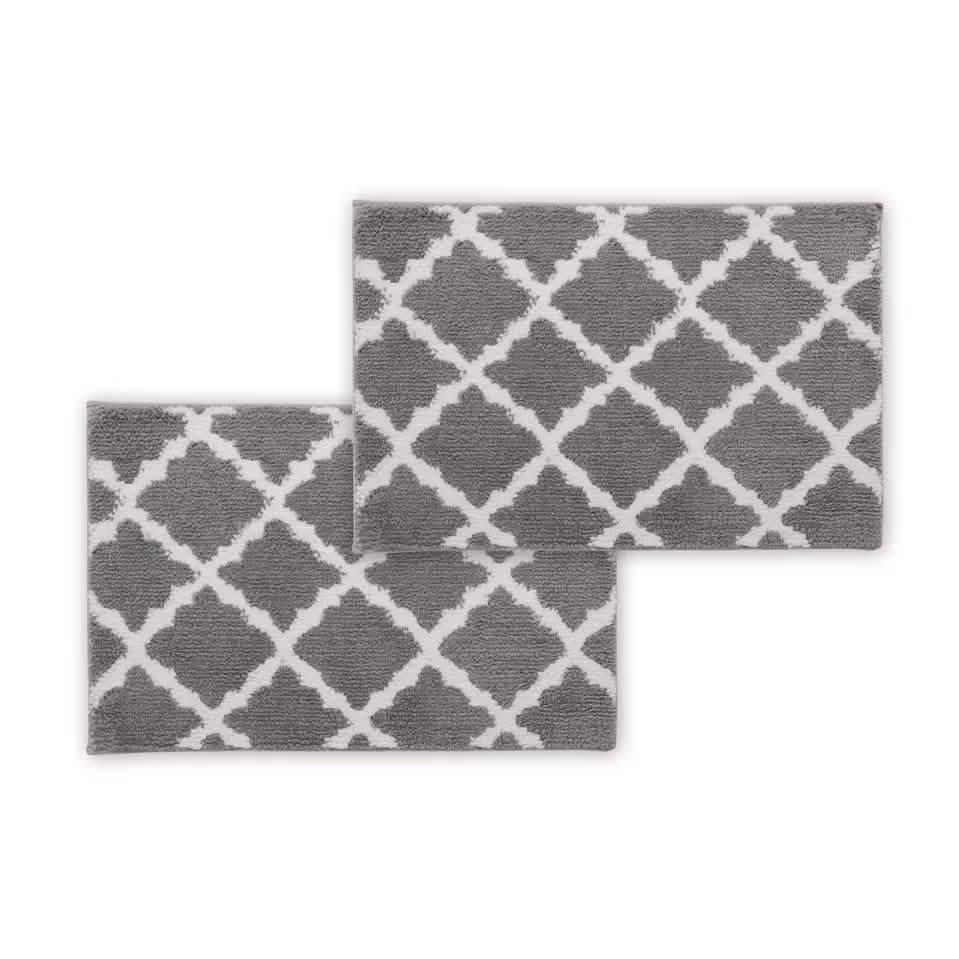 Bibb Home 1-2 Pack Trellis Micro Shag Bath Rugs 17" X 24" - A-1 Thread Vault