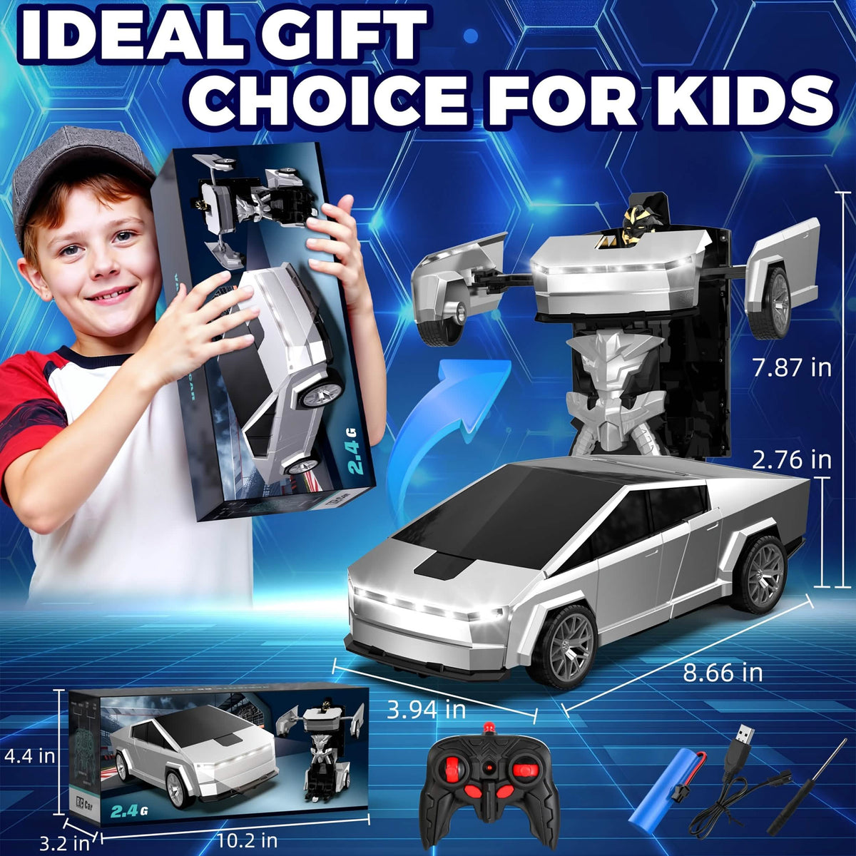 2.4GHz Remote Control Off-Road Car – Robot Transforming, LED Lights - A-1 Thread Vault