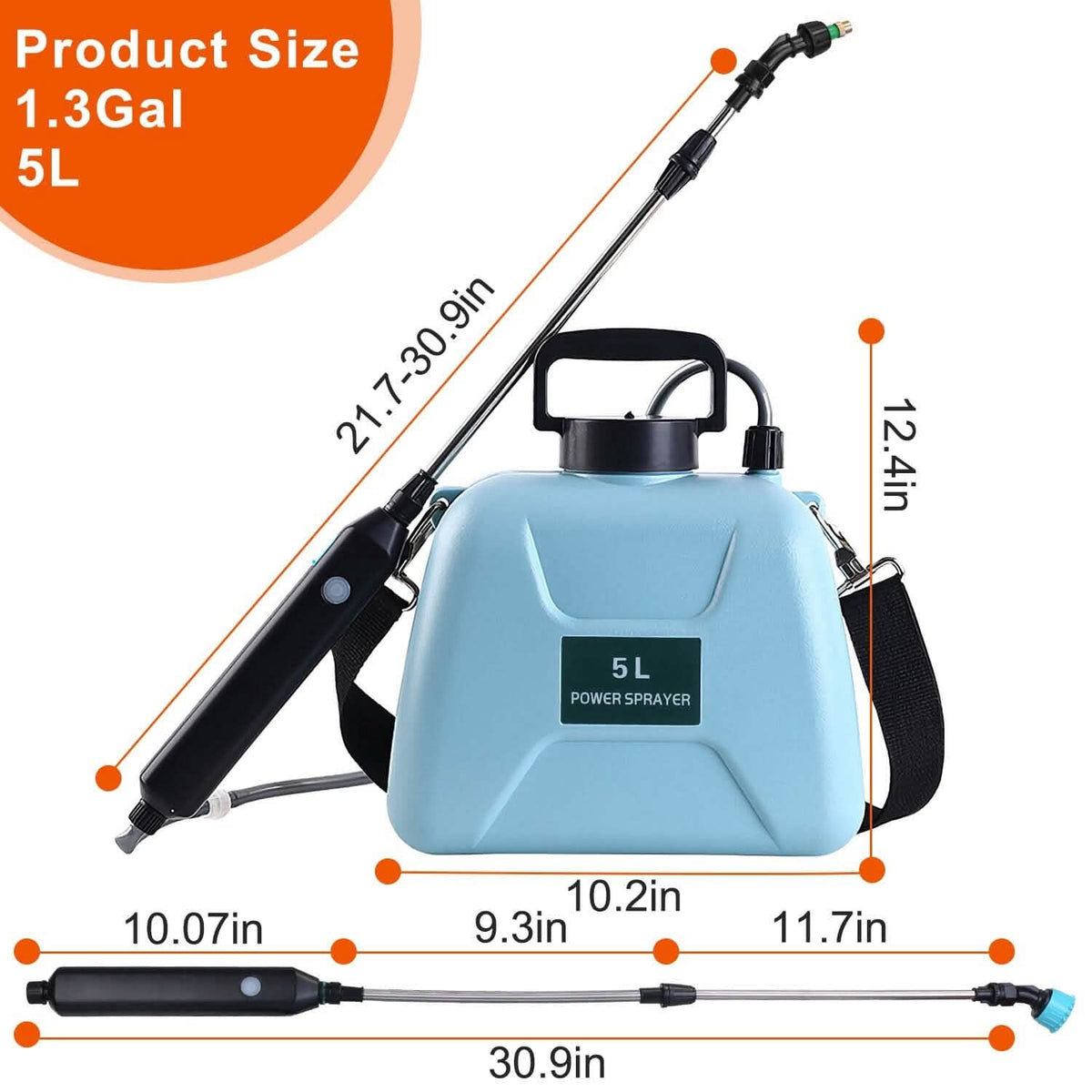 5L/1/3 Gallon Electric Plant Sprayer Telescopic Rechargeable with 3 Spray Sprouts - A-1 Thread Vault