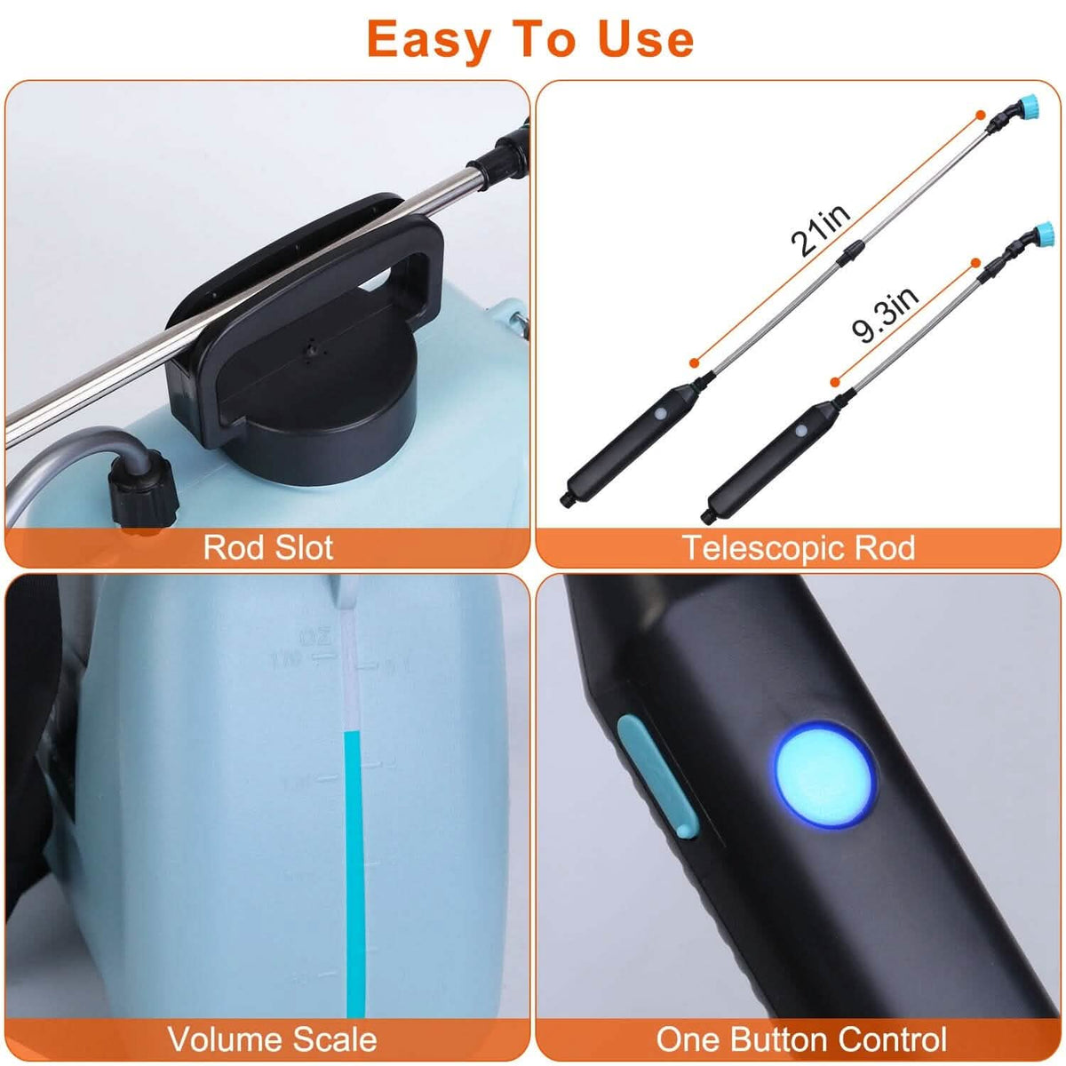 5L/1/3 Gallon Electric Plant Sprayer Telescopic Rechargeable with 3 Spray Sprouts - A-1 Thread Vault