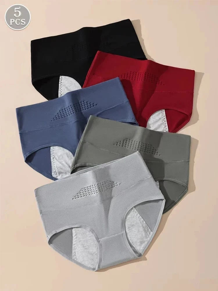5PCS Menstrual Women Panties Widen Period Pants Leak Proof Physiological High Waist Underwear Cotton Plus Size Female Briefs - A-1 Thread Vault