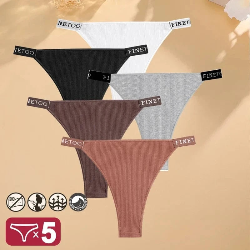 5PCS/Set Sexy Lingerie Women Cotton Panties Finetoo Letter Low Waist Female Briefs Underwear Comfort Underpants Women Intimates - A-1 Thread Vault