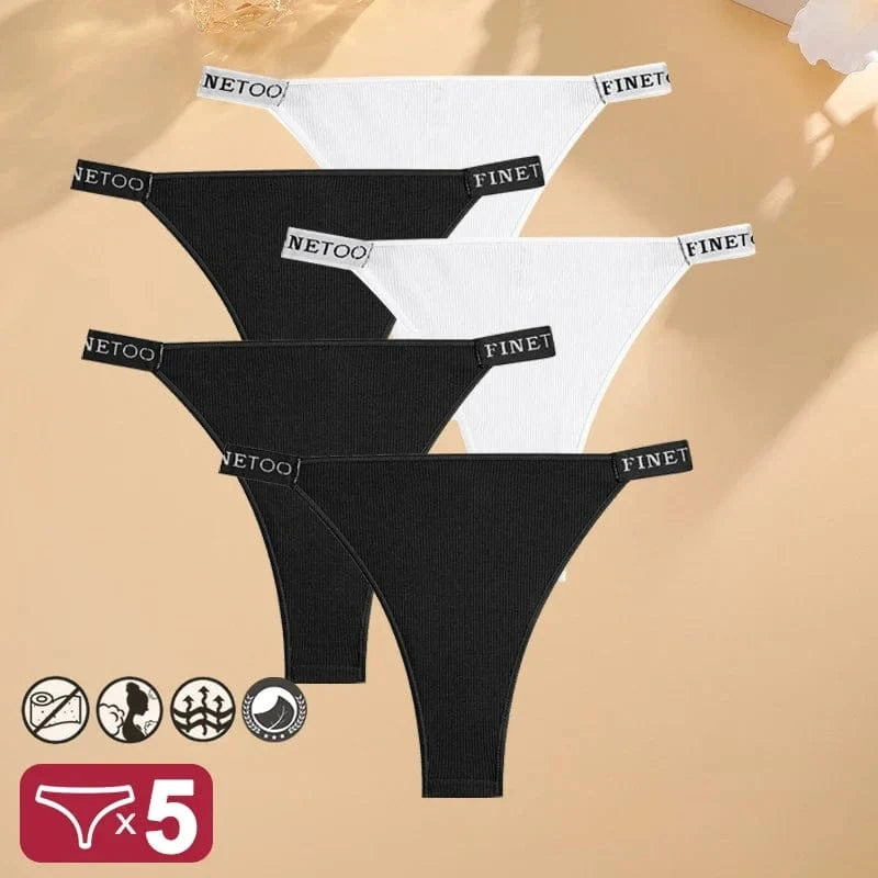 5PCS/Set Sexy Lingerie Women Cotton Panties Finetoo Letter Low Waist Female Briefs Underwear Comfort Underpants Women Intimates - A-1 Thread Vault