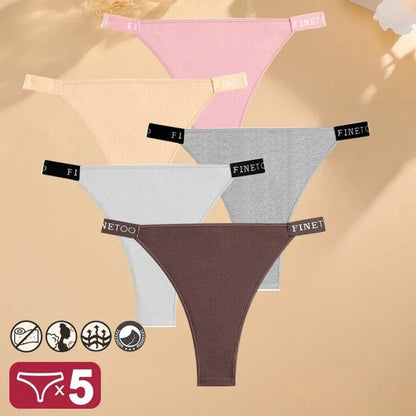 5PCS/Set Sexy Lingerie Women Cotton Panties Finetoo Letter Low Waist Female Briefs Underwear Comfort Underpants Women Intimates - A-1 Thread Vault