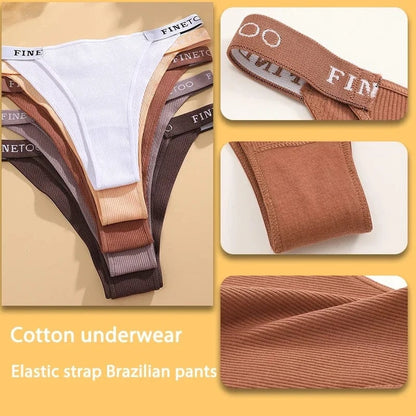 5PCS/Set Sexy Lingerie Women Cotton Panties Finetoo Letter Low Waist Female Briefs Underwear Comfort Underpants Women Intimates - A-1 Thread Vault