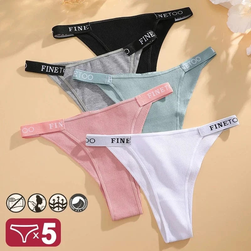 5PCS/Set Sexy Lingerie Women Cotton Panties Finetoo Letter Low Waist Female Briefs Underwear Comfort Underpants Women Intimates - A-1 Thread Vault