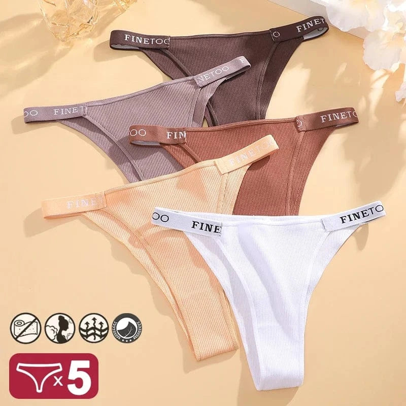 5PCS/Set Sexy Lingerie Women Cotton Panties Finetoo Letter Low Waist Female Briefs Underwear Comfort Underpants Women Intimates - A-1 Thread Vault
