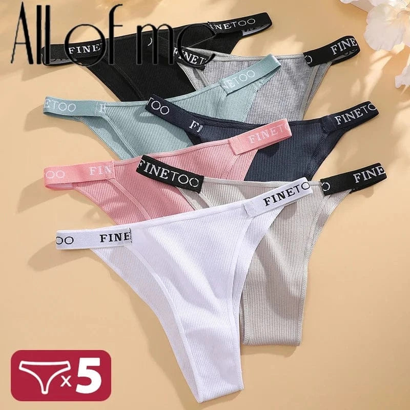 5PCS/Set Sexy Lingerie Women Cotton Panties Finetoo Letter Low Waist Female Briefs Underwear Comfort Underpants Women Intimates - A-1 Thread Vault