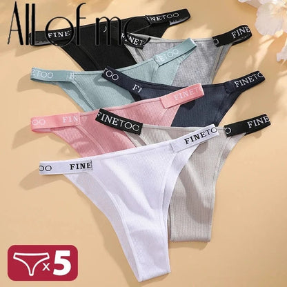 5PCS/Set Sexy Lingerie Women Cotton Panties Finetoo Letter Low Waist Female Briefs Underwear Comfort Underpants Women Intimates - A-1 Thread Vault