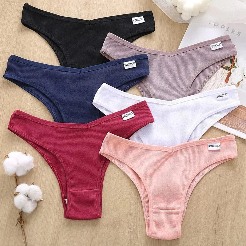 5Pcs/Set Women Cotton Brazilian Panties V Waist Female Underwear Comfortable Underwear Low Rise T-Back Bikini Girls Lingerie New - A-1 Thread Vault