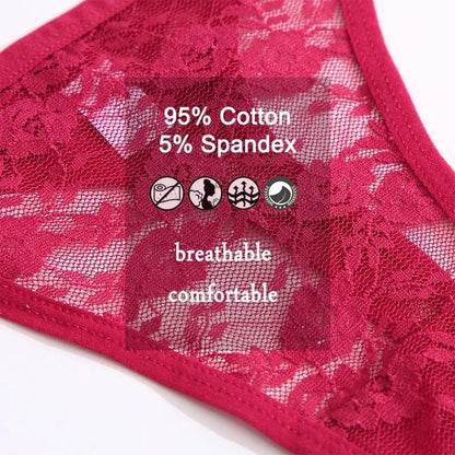 5PCS/Set Women's Underwear Lace Panties Floral Lingerie Woman Panties Sexy Thong G-String Female Pantys Perspective Intimates - A-1 Thread Vault