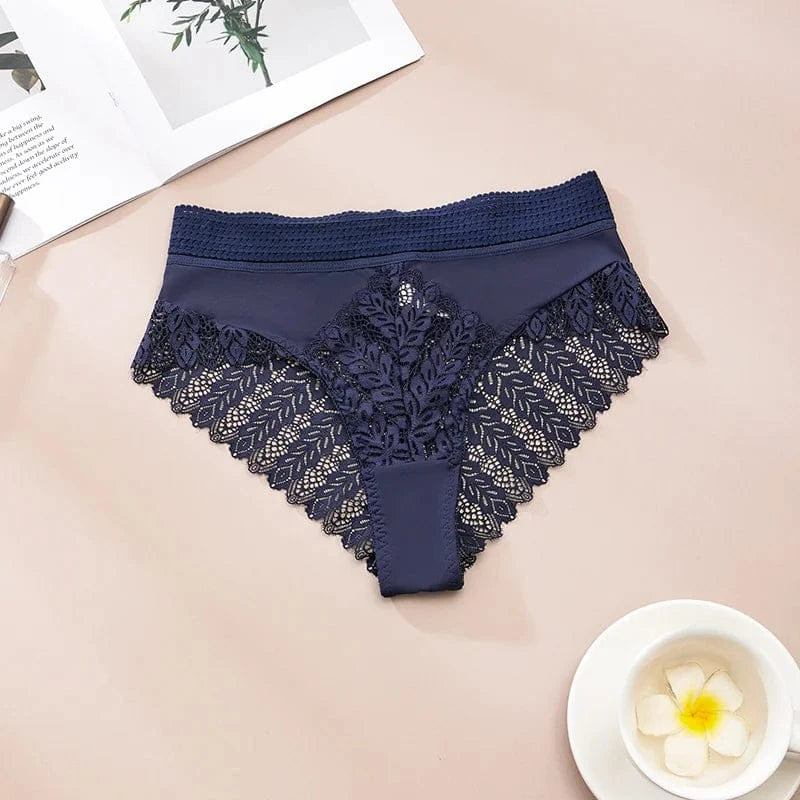 5pcs Solid Color Lace High Waist Sheer Triangle Panties Women's Underwear - A-1 Thread Vault