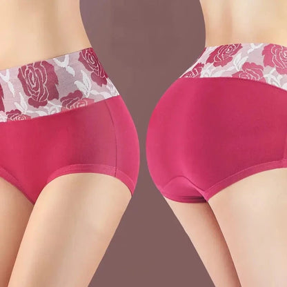 5Pcs Women Panties High Waist Body Shaper Underwear Print Girls Briefs Soft Sexy Underpants Breathable Cotton Female Lingerie - A-1 Thread Vault