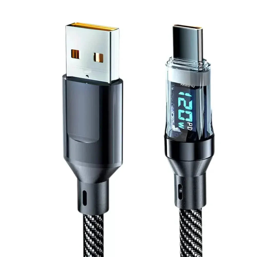 6.6 Ft. Super Fast Charging Cable 120W 6A USB to Type C Charge Cable with LCD Display - A-1 Thread Vault