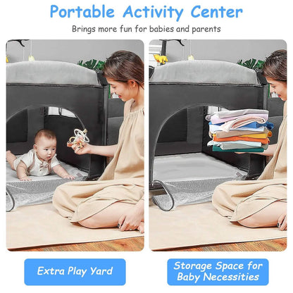 6-in-1 Foldable Baby Crib with Activity Center Diaper Changing Table - A-1 Thread Vault