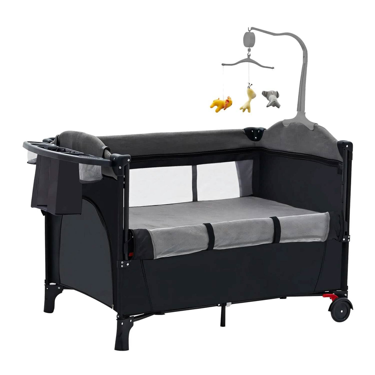 6-in-1 Foldable Baby Crib with Activity Center Diaper Changing Table - A-1 Thread Vault