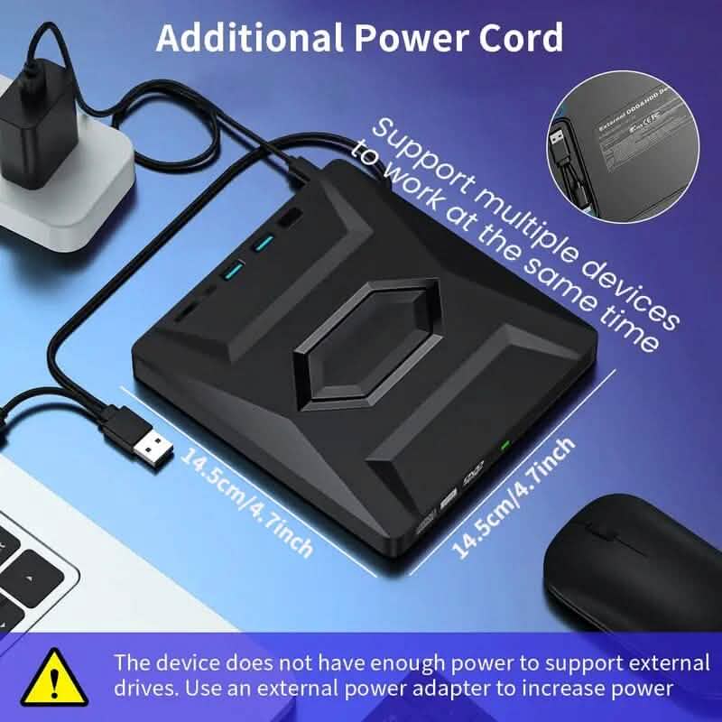 6-in-1 Portable USB 3.0 Ultra-Thin External DVD Recorder Drive - A-1 Thread Vault