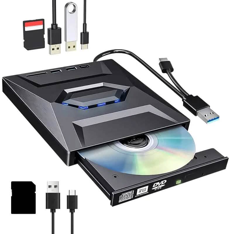6-in-1 Portable USB 3.0 Ultra-Thin External DVD Recorder Drive - A-1 Thread Vault