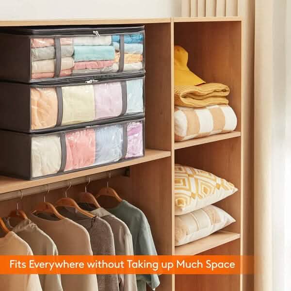 6-Pack: 40L Foldable Clothing Storage Bags with Front Clear Window - A-1 Thread Vault
