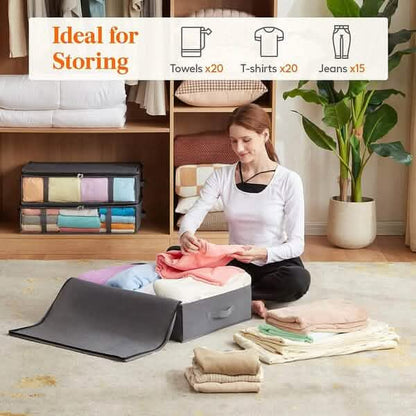 6-Pack: 40L Foldable Clothing Storage Bags with Front Clear Window - A-1 Thread Vault