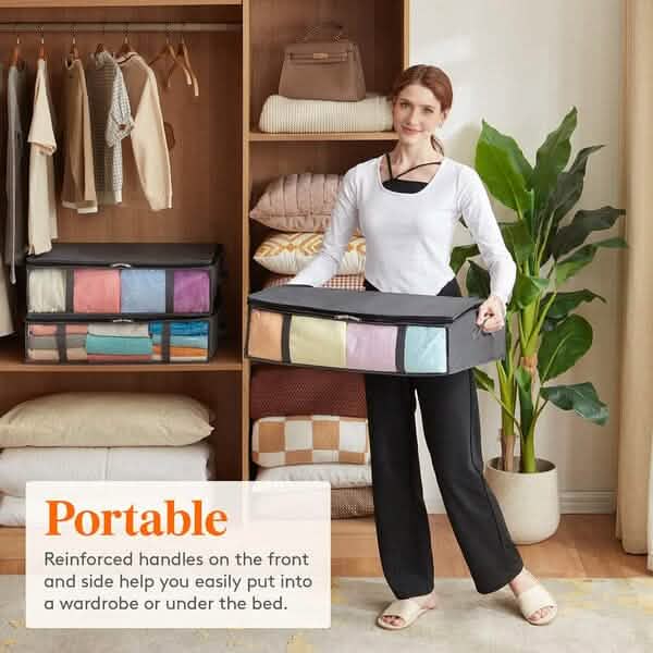6-Pack: 40L Foldable Clothing Storage Bags with Front Clear Window - A-1 Thread Vault