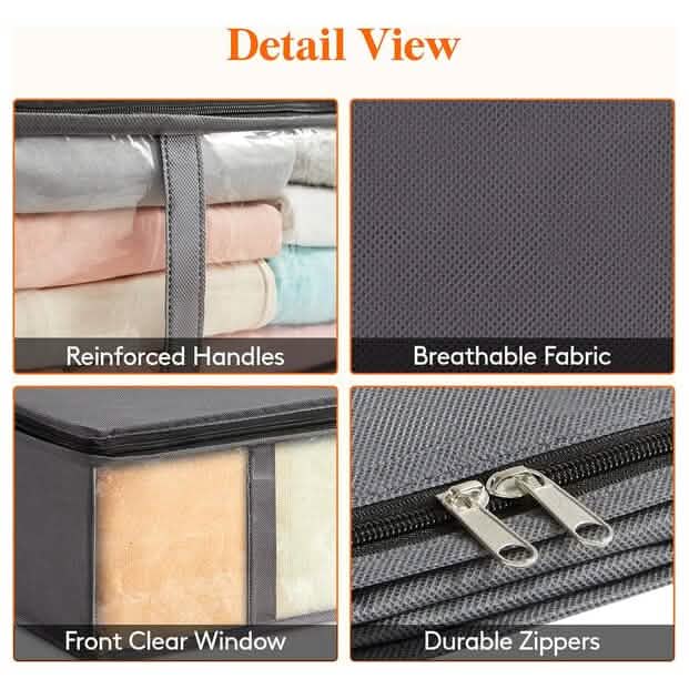 6-Pack: 40L Foldable Clothing Storage Bags with Front Clear Window - A-1 Thread Vault