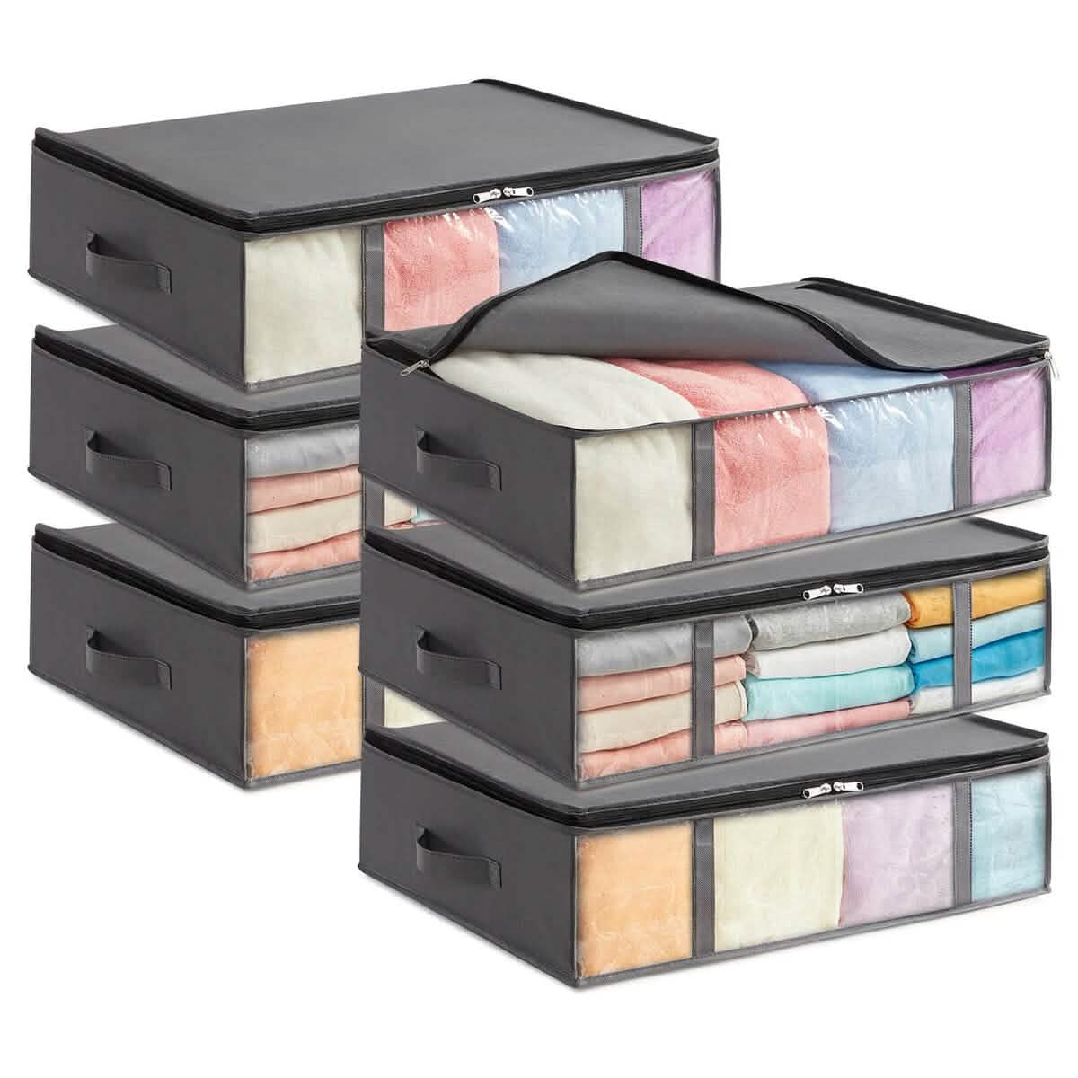 6-Pack: 40L Foldable Clothing Storage Bags with Front Clear Window - A-1 Thread Vault