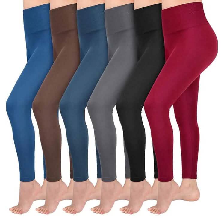 6-Pack: Hot Women’s Fleece Lined Leggings High Waist Soft Stretchy Warm Leggings - A-1 Thread Vault