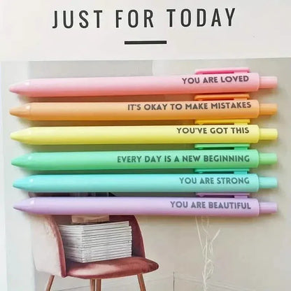 6-Pack: Motivational Rollerball Pens - Positive Message Writing Pens for Journaling - A-1 Thread Vault