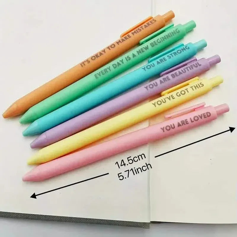 6-Pack: Motivational Rollerball Pens - Positive Message Writing Pens for Journaling - A-1 Thread Vault
