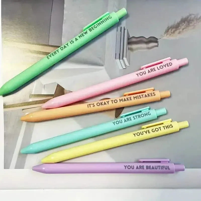 6-Pack: Motivational Rollerball Pens - Positive Message Writing Pens for Journaling - A-1 Thread Vault
