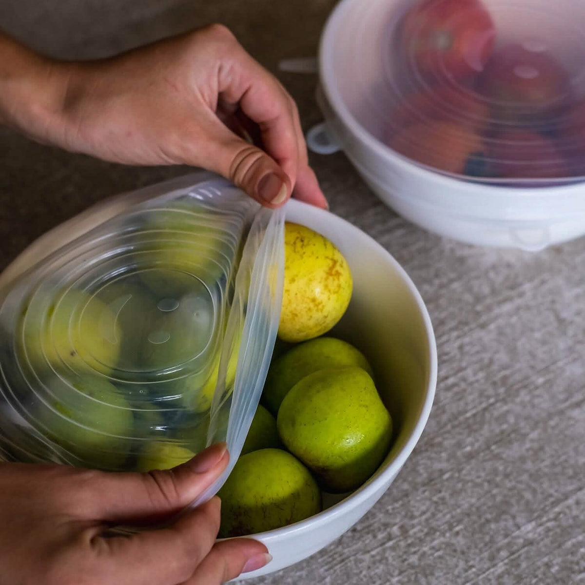 6-Pack: Reusable Silicone Stretch Container Lids Covers for Food Storage - Fit Most Containers - A-1 Thread Vault